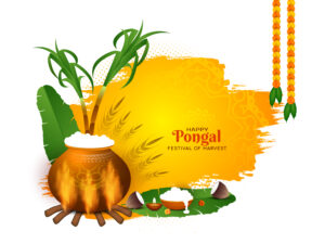 Happy Pongal Religious Festival Greeting Background Design PNG free Download kumarannetwork