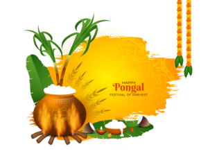 Happy Pongal Religious Festival Greeting Background Design PNG free Download kumarannetwork