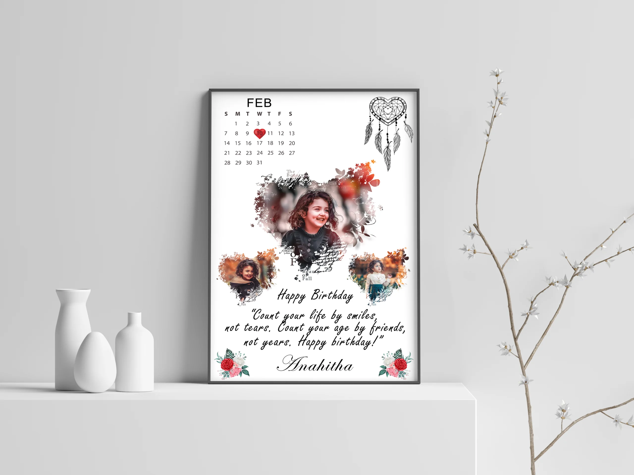 Floral Photo Frame PSD Mockup Free Download
