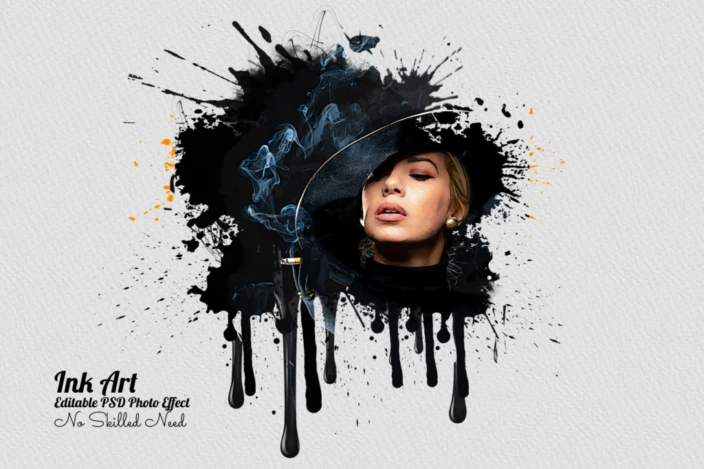 Ink Art Photoshop Photo Effect PSD Free Download kumarannetwork