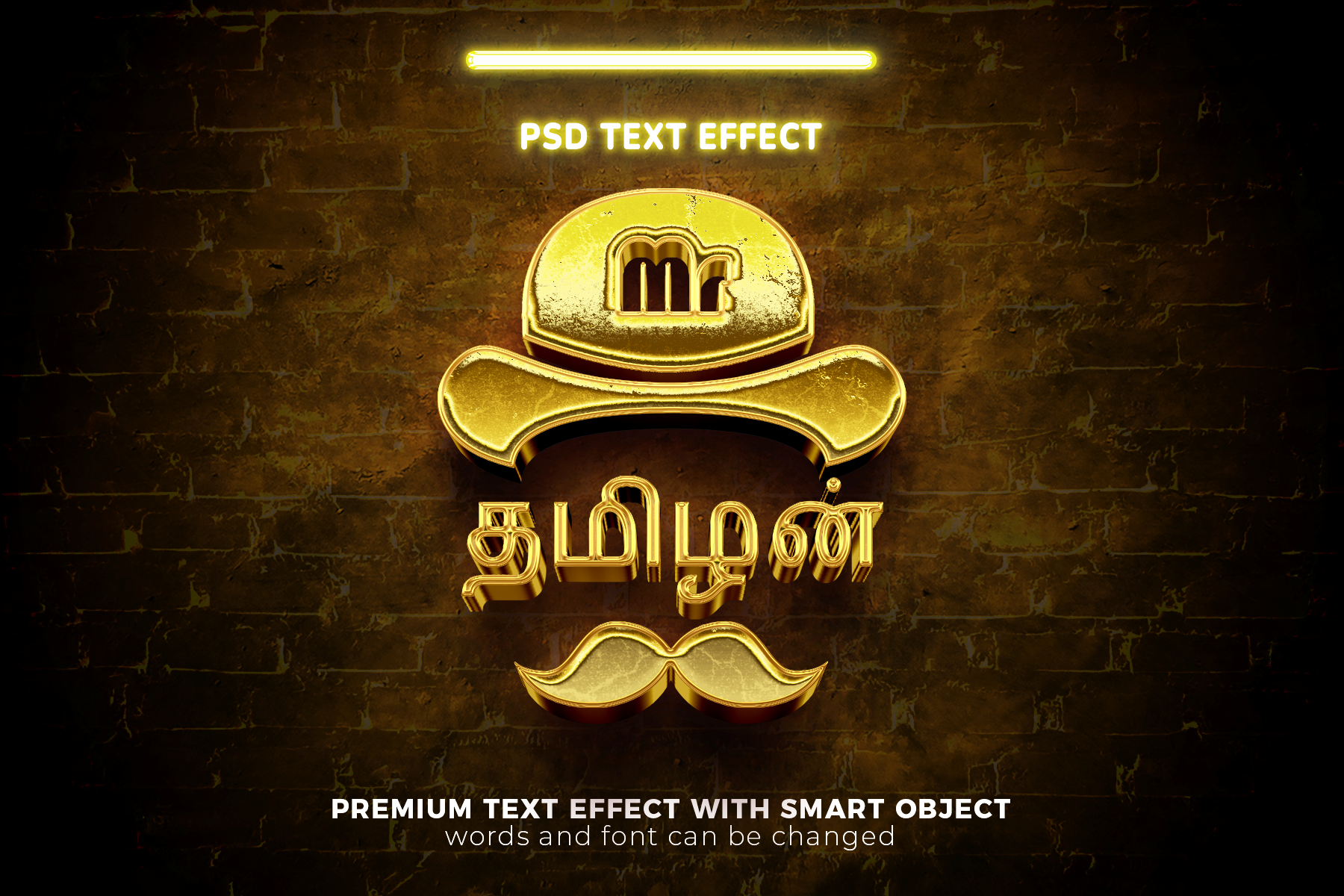 3D Gold Text Effect Logo Mockup Free Download