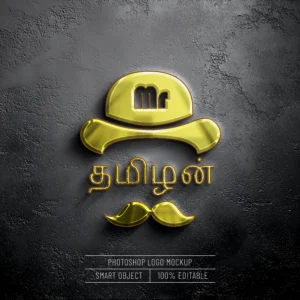 Mr Tamizhan logo 3D Gold Text Effect Psd Free Download kumarannetwork